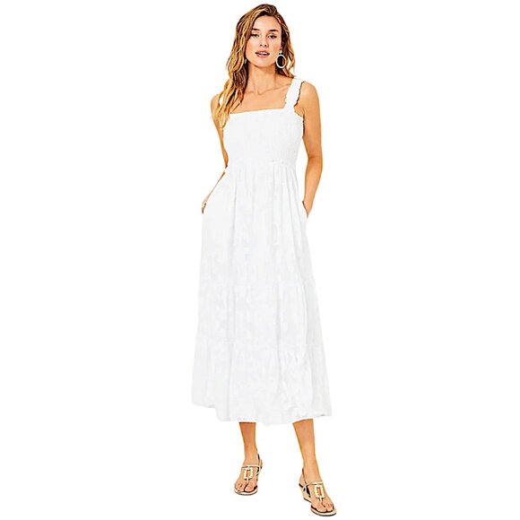 Lilly Pulitzer Hadly Smocked Maxi Dress in Resort White NWT - Size Medium - Picture 3 of 8